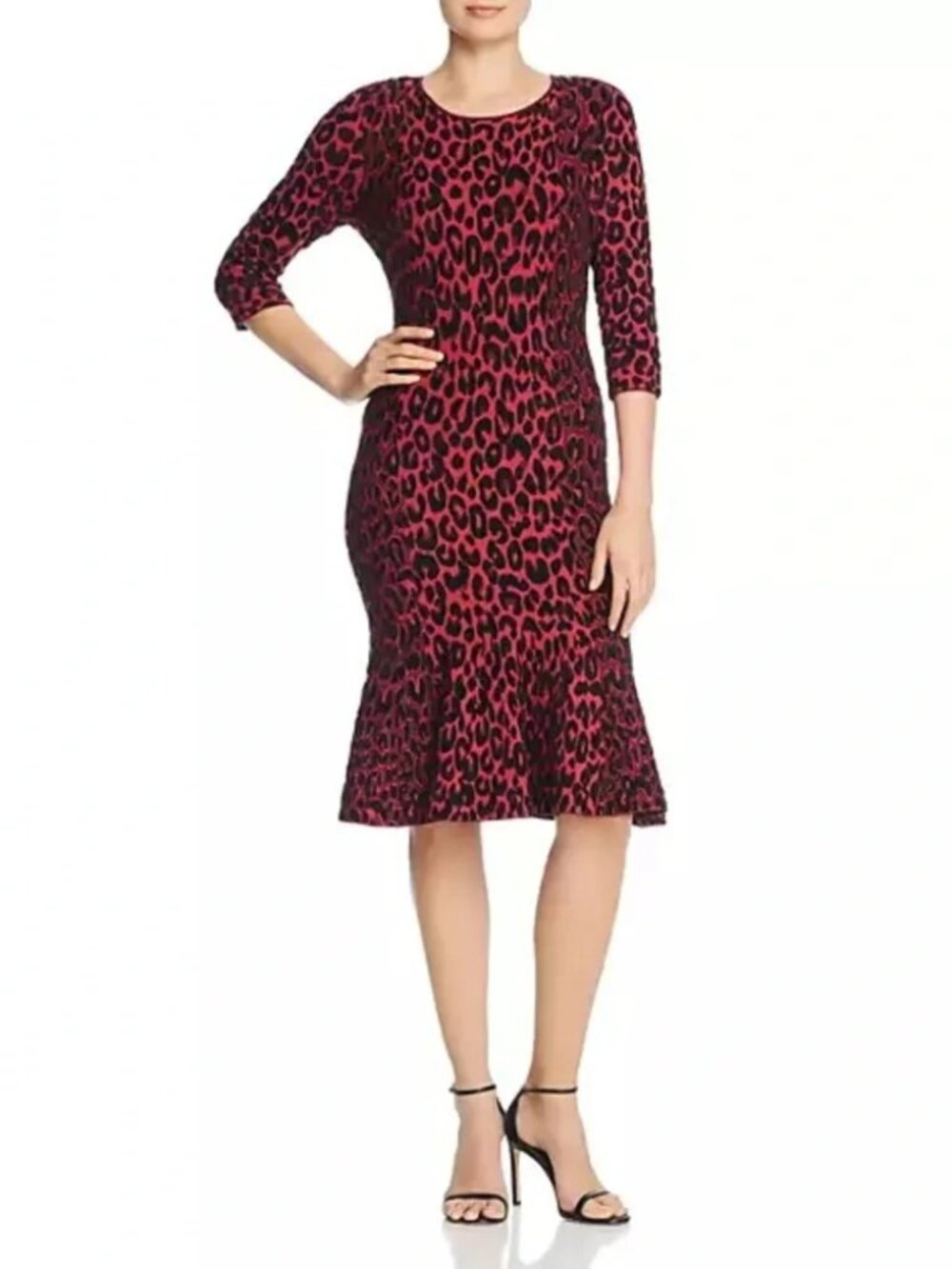 Milly Textured Cheetah Mermaid Bodycon Rumu Pink Dress Small NEW